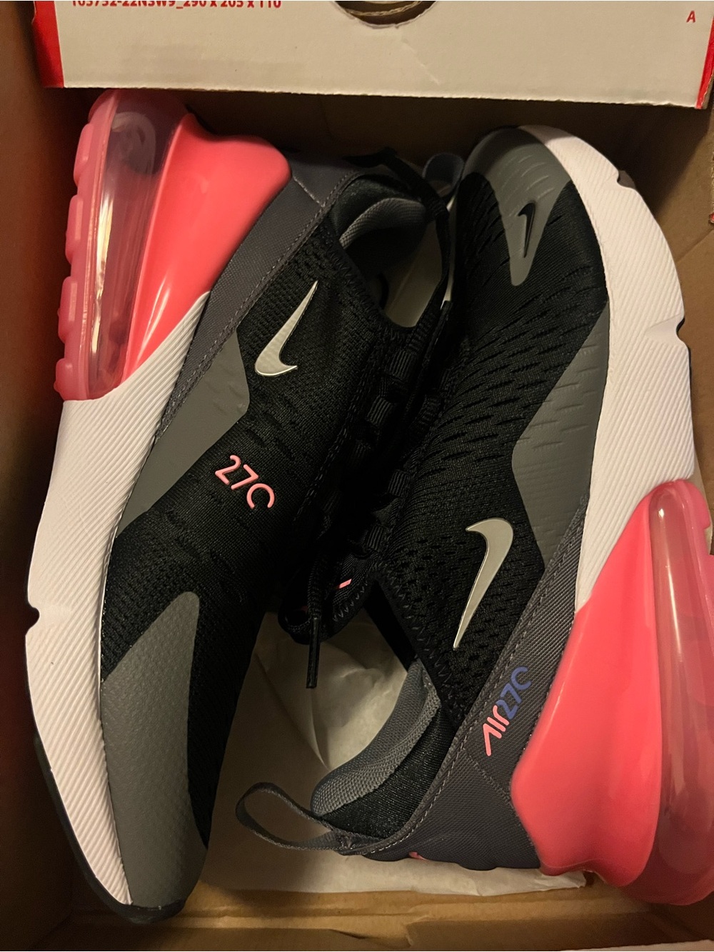 Nike Women’s Air Max 270 — Black, Gray & Pink. 6.5 woman